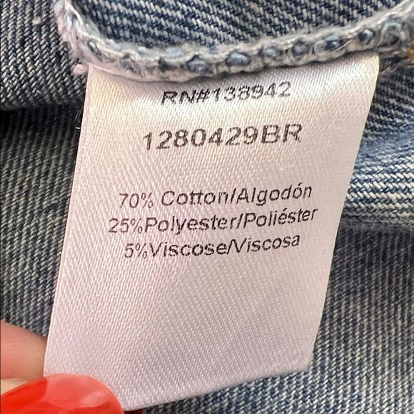 Like New! Blue Denim Jacket with 'LOVE' Embellishment Size and Brand Unknown - Picture 11 of 13